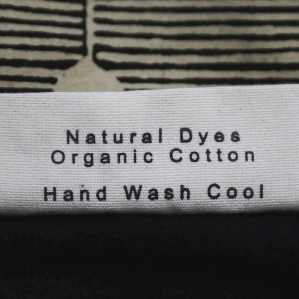 Care label on Laugh and Hail bag by Louisa Loakes