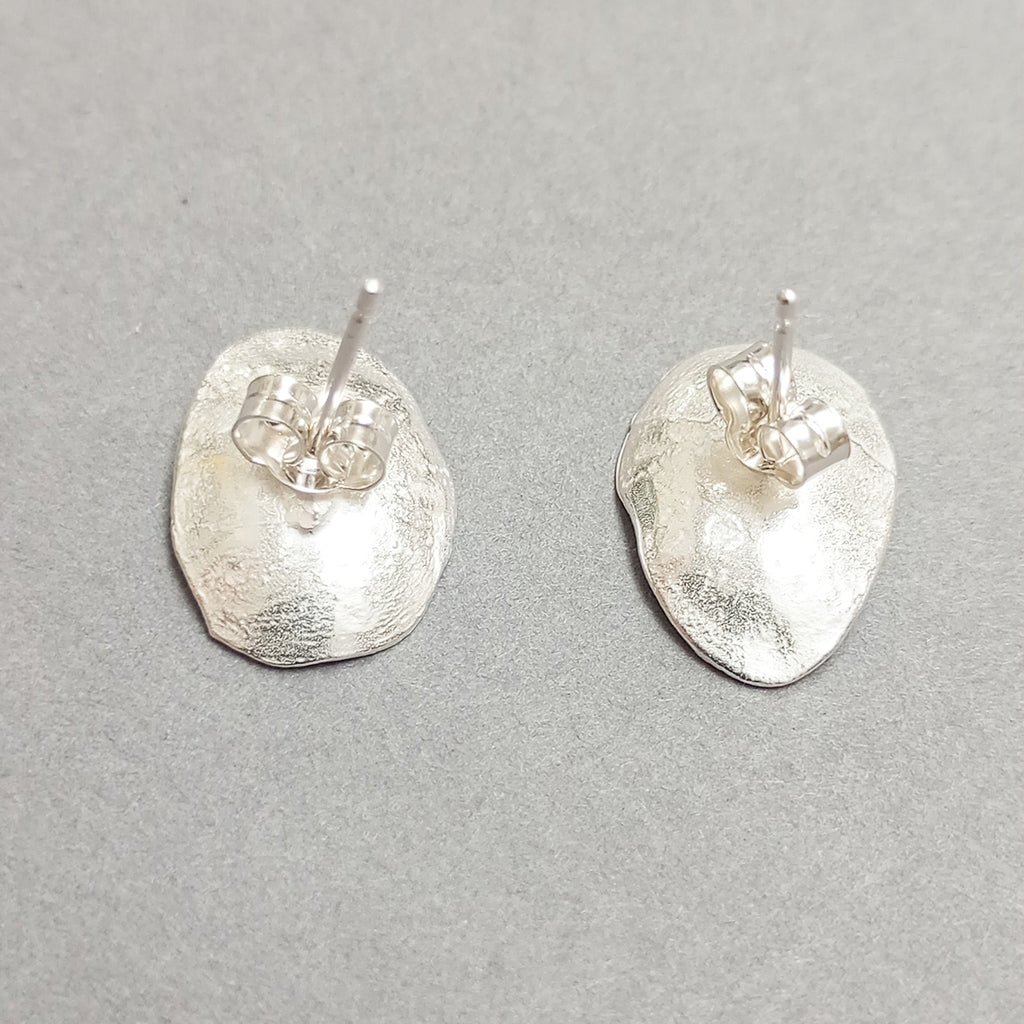 back of Medium Honesty Stud earrings are from Jeweller and Silvermith Shimara Carlow’s honesty collection, inspired by plant studies in her mothers Scottish garden.