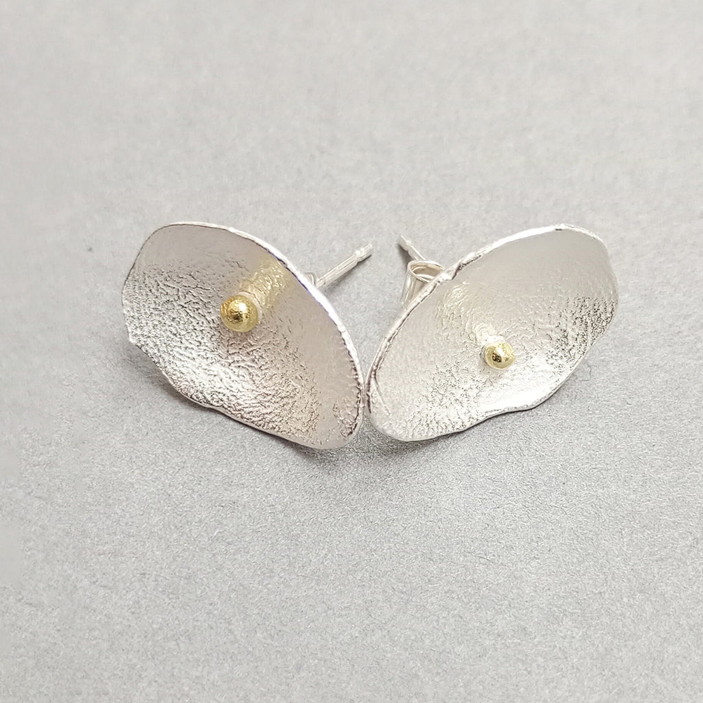 Medium Honesty Stud earrings are from Jeweller and Silvermith Shimara Carlow’s honesty collection, inspired by plant studies in her mothers Scottish garden.