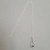 silver teardrop pendant with sapphire and 18ct gold feature on 22inc chain - photo shows the detail of the chain