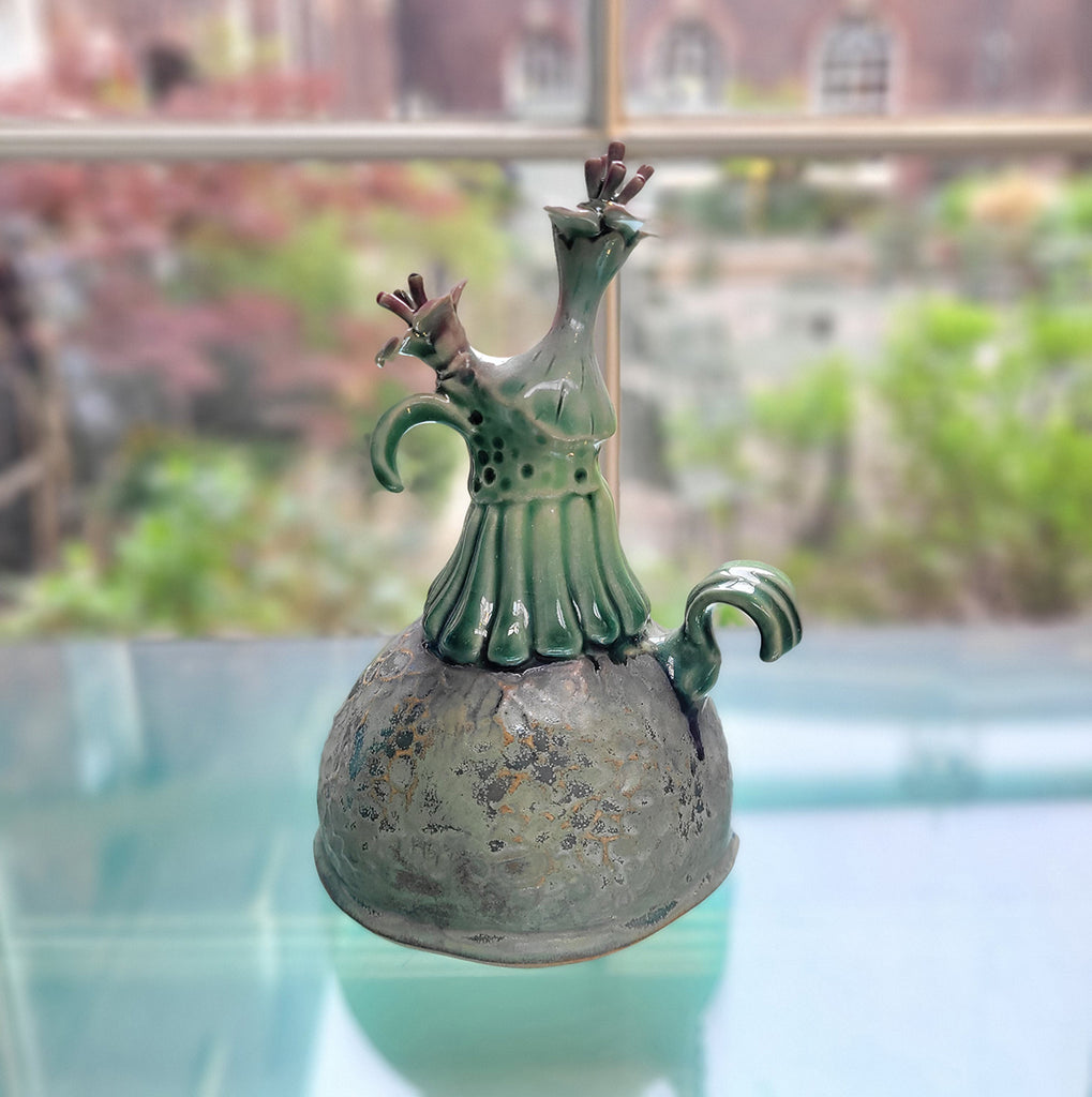 contemporary ceramci botanical sculpture by Michelle Young Hares at Bluecoat Display Centre - back view
