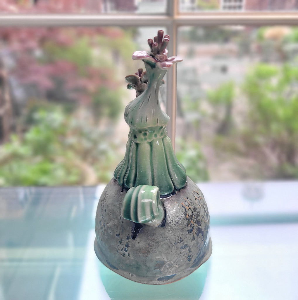 contemporary ceramci botanical sculpture by Michelle Young Hares at Bluecoat Display Centre - left side view