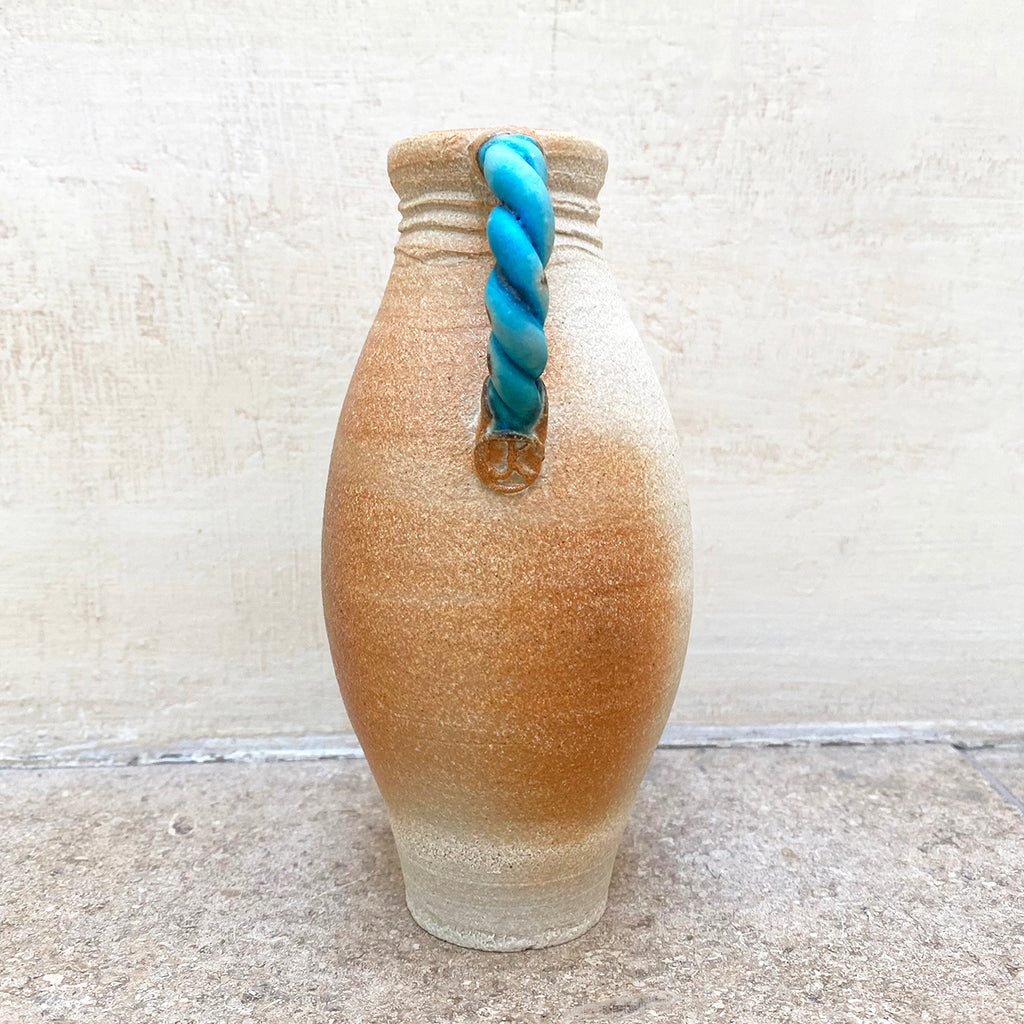 Bottle Vase featuring Twisted Blue Handle by John Kershaw