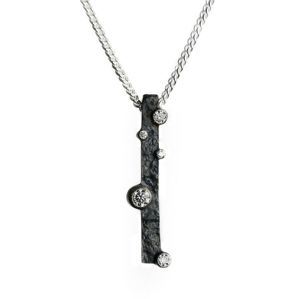 Cascade 1 Pendant in Silver with moissanite by Contemporary Jeweller Sam Holmes
