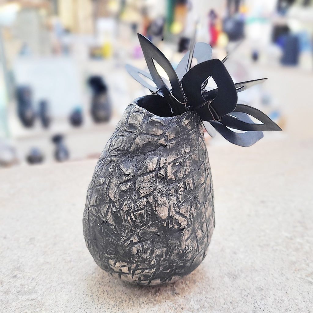 Ceramic & Oxidised Copper Vessel by Sarah Kirk on display at The Bluecoat Display Centre, home of contemporary ceramics and design led gifts
