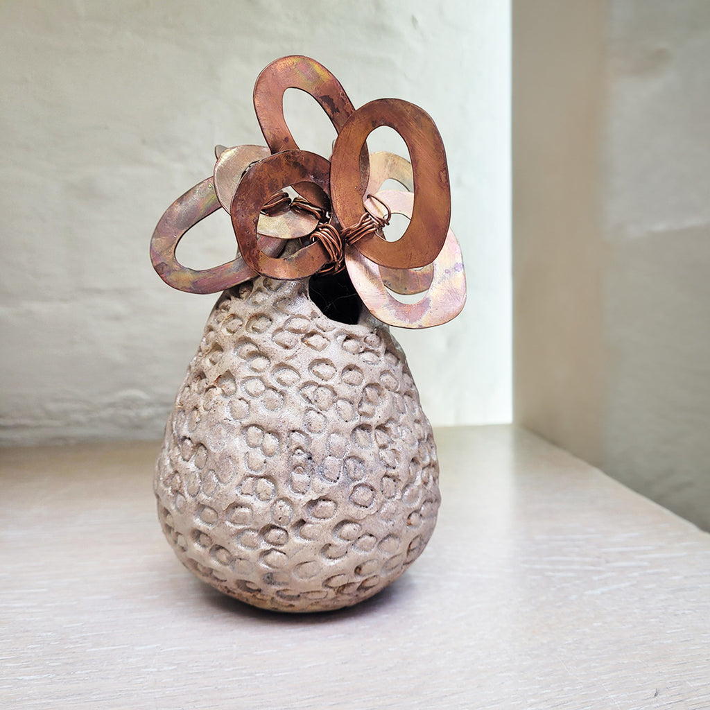 Contemporary ceramic and copper vessel by Sarah Kirk