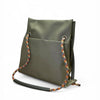 Olive grey backpack bag with colorful strap made from faux leather by Studio Ditto