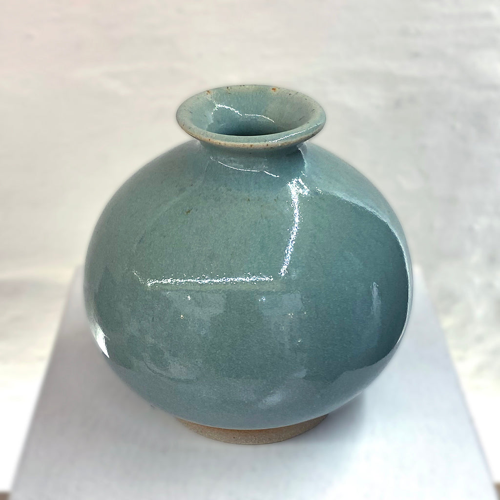 ‘Fake’ Celadon Bottleneck Budvase by contemporary ceramicist Daniel Smyth