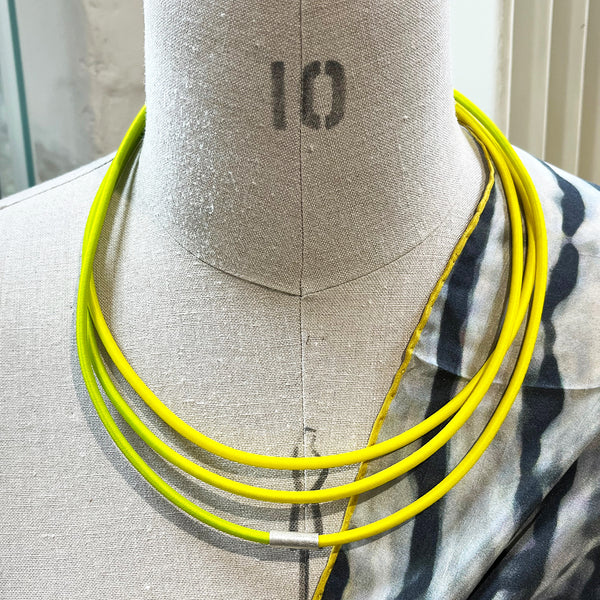 Lemon & Lime 'String' Necklace by Gilly Langton shown at Bluecoat Display Centre on a manequin