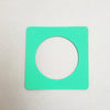 Green square bangle inspired by the Bauhaus design movement. Made from linoleum and hand painted green