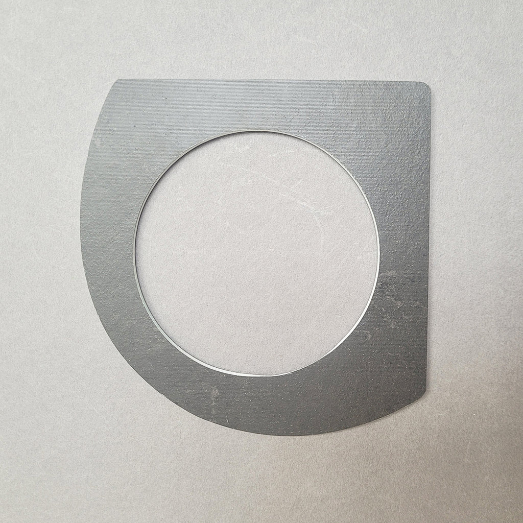 reverse side of White and grey A-shaped bangle inspired by the Bauhaus design movement. Made from linoleum and hand painted by Studio Ditto in Liverpool