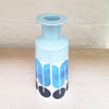 Top view of Large contemporary ceramic cone bottle by MAP MAP this piece is predominently white background with shades of blue and black in the pattern