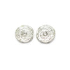 etched silver ear studs set with 0.02ct diamonds with a post and scroll backs by Contemporary jeweller Diana Porter 