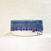 beautiful small hand thrown blue bowl adorned with a homely winter scene by Julia Smith.