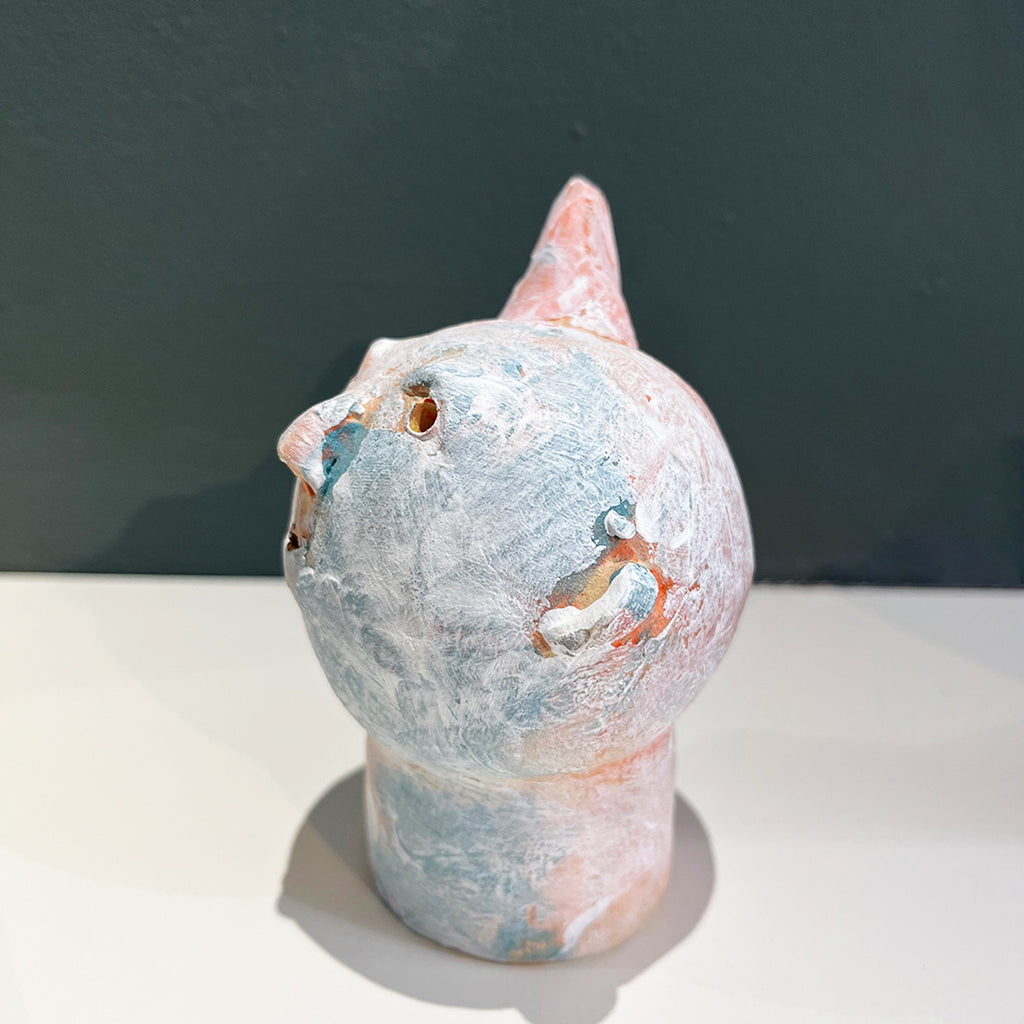 side view of Small Ceramic Head with Cone by contemporary ceramicist Chris Turrell