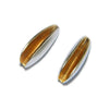 Pair of front split silver shell stud with a rich 22ct gold plated interior. Shown from the front on a white background. These simple sterling silver earrings have a natural organic form. 
