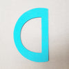 Teal D-shaped bangle inspired by the Bauhaus design movement. Made from linoleum and hand painted  by Studio Ditto in Liverpool