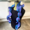 Two Tone Blue/Lilac Marty Scarf by Nawal Gebreel from the side on a mannequin at the Bluecoat Display centre

