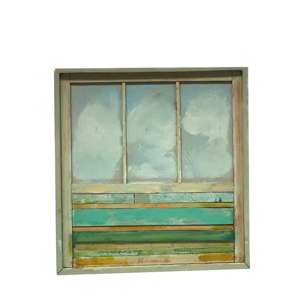 beautiful painting of a window scene by Irish artist Clement McAleer shown on a white background