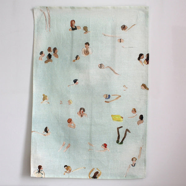 This 'Fun Swim’ Tea Towel depicts ‘Fun Swim’ depicts a scene at the local swimming baths sketched and painted by Illustrator Helen Beard. Helen's Dailyware is a range of English made homewares designed for everyday use.