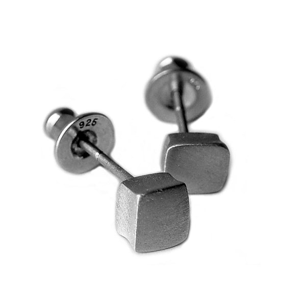 front view of Square silver stud earrings in 925 sterling silver by Paul Finch